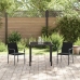Conjunto de Comedor de Jardín de 3 Piezas con Cojines de Polirratán Negro
