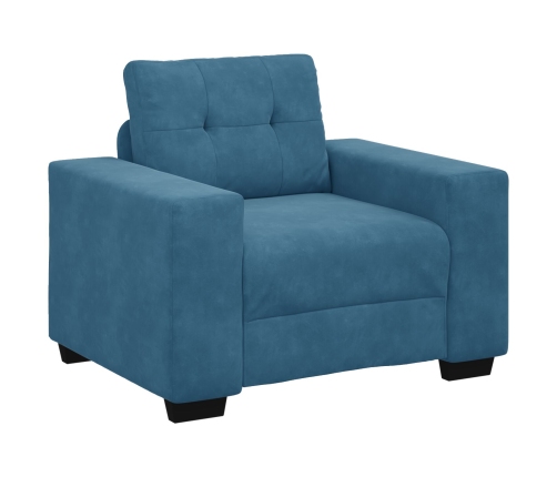 Conjunto de Sofá de 3 Piezas con Cojines de Terciopelo Azul
