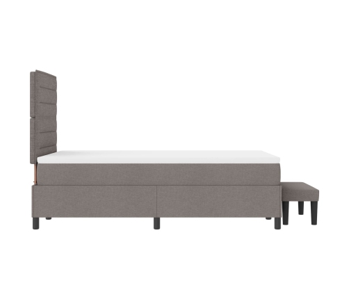 Cama con base  con colchón y banco taupe 120x200 cm de tela