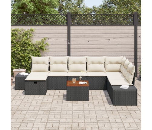 Conjunto de sofá de jardín  9 Piezas Negro Ratán Sofá de rincón