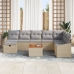 Conjunto de Sofá de Jardín de 9 Piezas con Cojines de Ratán Poliéster Beige
