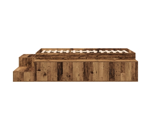 Cama de Almacenamiento Madera Vieja Madera maciza y chapas