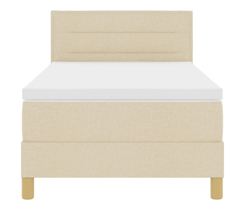 Cama con Base Reforzada y Colchón Crema 100x200 cm Tela