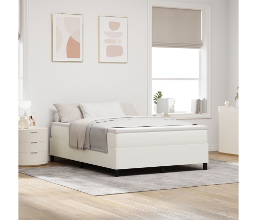 Cama con Base de Muelles y Colchón Crema 140x200 cm Tela de Corduroy