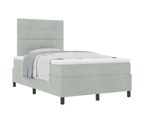 Cama con Somier y Colchón  Gris Claro 120x200 cm Terciopelo