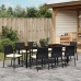 Conjunto de Comedor de Jardín de 9 Piezas  Negro Poliratán