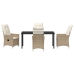 Set de Comedor de Jardín de 5 Piezas con Cojines Beige Rattán Poliéster