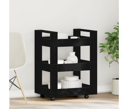 Carro de Cocina  Roble Negro 60x45x80 cm Madera Engineered
