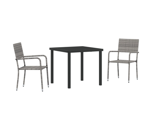 Set de Comedor de Jardín  de 3 Piezas Gris Poliratán