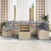 Conjunto de Sofá de Jardín de 9 Piezas con Cojines Beige Poliratán
