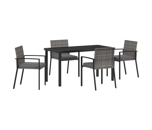 Set de Comedor de Jardín de 5 Piezas Gris Poliratán