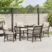 Juego de Comedor de Jardín de 5 Piezas con Cojines Marrón Rattan Poliéster
