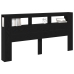 Cabecero de Almacenamiento  con Luces LED Roble Negro 200x18,5x103,5 cm