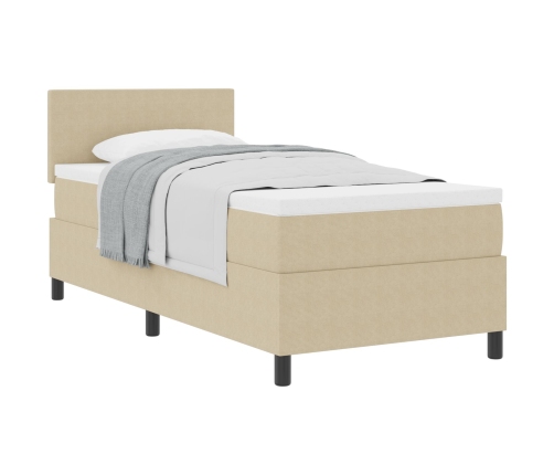 Cama con Box Spring  con Colchón Beige 90x200 cm Tela de Corduroy