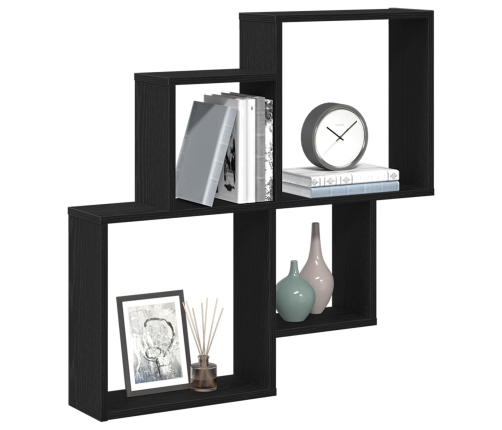 Armario de pared  Negro Roble 80x15x78,5 cm Madera de ingeniería