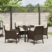 Set de Comedor de Jardín  de 5 Piezas con Cojines Marrón Poliratán