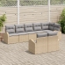 Conjunto de sofá de jardín  de 8 piezas con cojines de ratán sintético beige