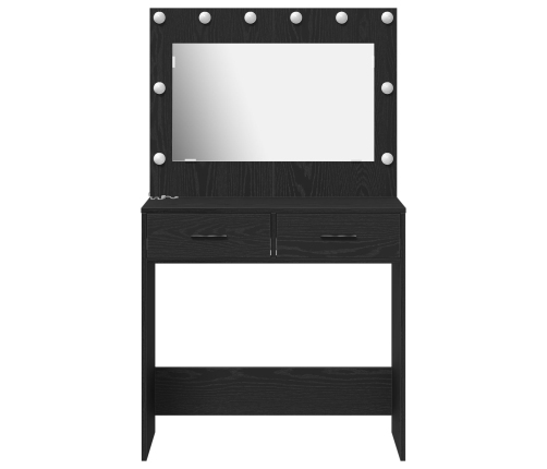 Mesa de tocador  con luces LED en Roble Negro 78,5x41x135 cm