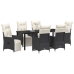 Set de Comedor de Jardín de 7 Piezas con Cojines Poliratán Negro
