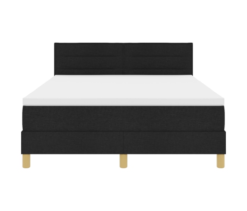 Cama Box Spring  con Colchón Negra 140x200 cm Tela