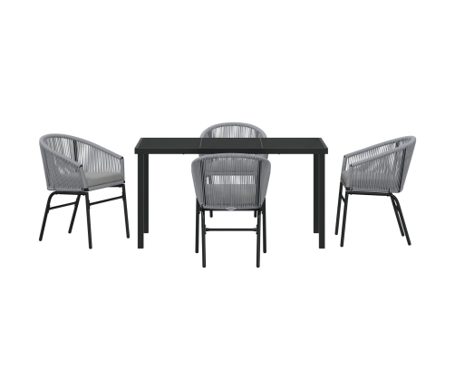 Conjunto de comedor de jardín de 5 piezas  Gris Poliratán