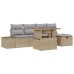Conjunto de Sofá de Jardín de 6 Piezas con Cojines Beige Ratán Poly