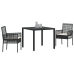 Conjunto de Comedor de Jardín de 3 Piezas con Cojines Ratan Sintético Negro