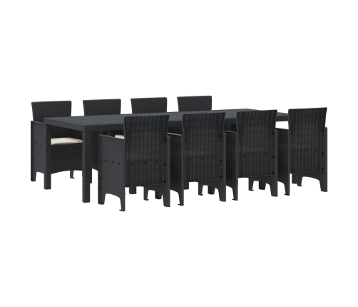 Conjunto de Comedor de Jardín de 9 Piezas con Cojines Ratán Polipropileno Antracita