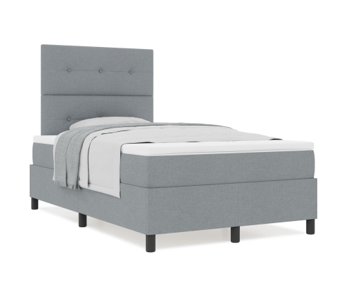 Cama con somier y colchón gris claro 120x200 cm de tela