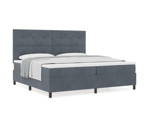Cama con somier y colchón  Gris oscuro 200x200 cm Terciopelo