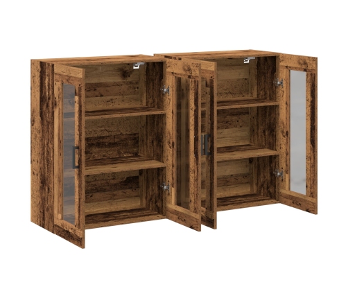 Cabinet Montado en la Pared Juego de 2 Madera antigua, negro