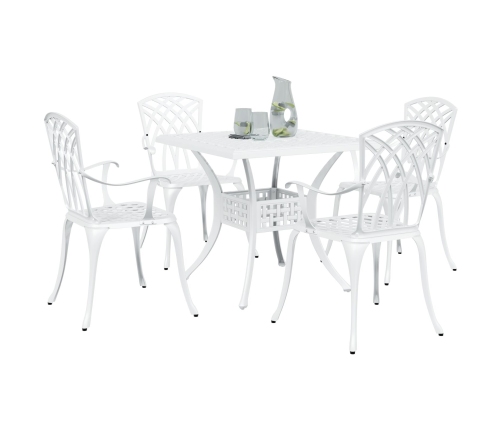 Conjunto de Comedor de Jardín de 5 Piezas  Blanco de Aluminio Fundido