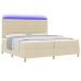 Cama con Somier y Colchón & LED Crema 200x200 cm Tela