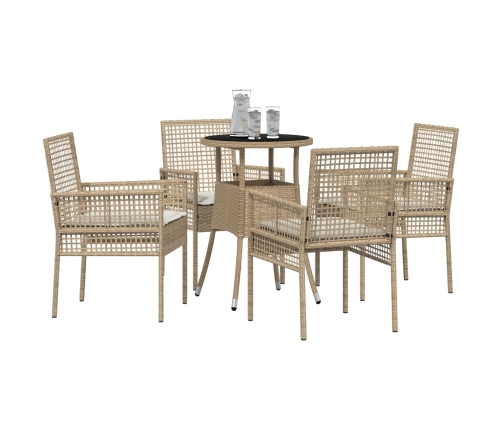 Conjunto de Comedor de Jardín Beige de Ratán Polivarato