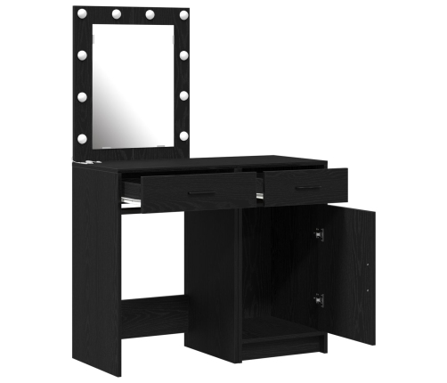 Set de Mesa de Tocador de 2 Piezas  con LED de Madera Elaborada Negra