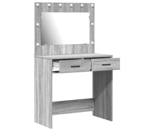 Tocador  con Luces LED Gris Sonoma 78,5x41x135 cm
