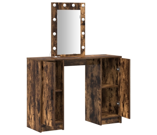 mesa de tocador  con luces LED Roble Ahumado 102x33x135 cm