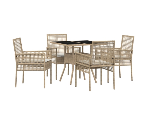 Juego de Comedor de Jardín de 5 Piezas Beige Poliratán