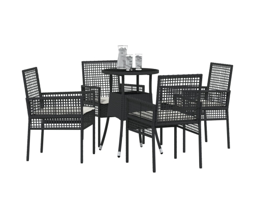 Juego de Comedor de 5 Piezas Negro Poliratán
