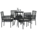 Juego de Comedor de 5 Piezas Negro Poliratán