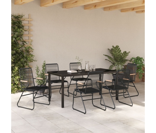 Conjunto de comedor de jardín de 7 piezas  Negro Ratán PVC