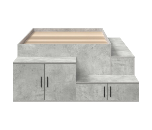 Cama con Almacenamiento  Gris Concreto Madera Compuesta 90 x 190 cm