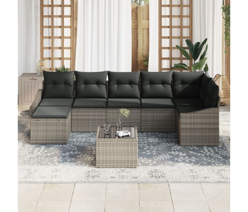 Conjunto de Comedor de Jardín de 7 Piezas con Cojines Ratán Poliéster Negro