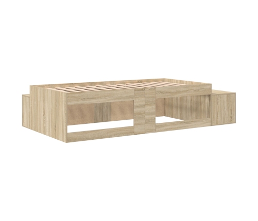 Cama de Almacenamiento roble Sonoma madera elaborada 90 x 190 cm