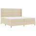 Cama Box Spring  con Colchón y LED Crema 200x200 cm Tela