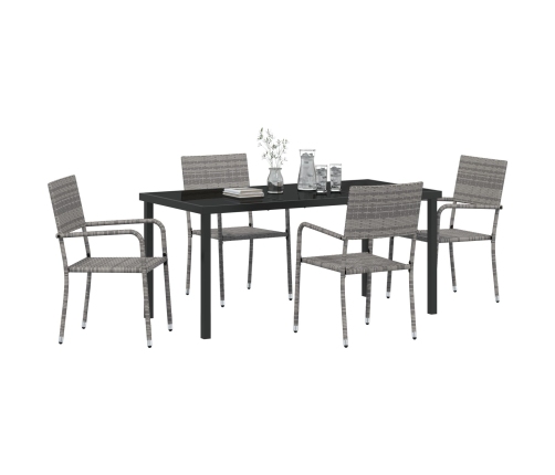 Juego de Comedor de 5 Piezas  para Jardín Poliratán Gris