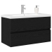 Gabinete para Lavabo  con Lavabo Integrado Roble Negro Madera Ingenierizada, Gabinete para Lavabo  Roble Negro 80x38.5x45 cm Madera Ingenierizada