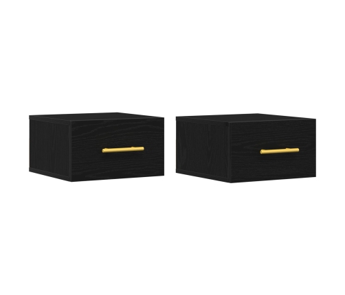 Mesitas de Noche 2 pcs Montadas en la Pared de Roble Negro 35x35x20 cm
