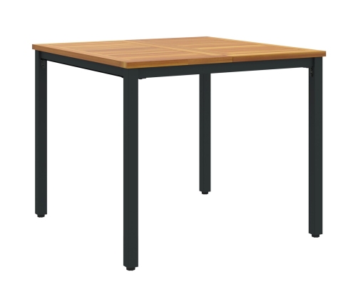 Juego de Comedor de Jardín de 3 Piezas Negro y Madera Metal y Madera