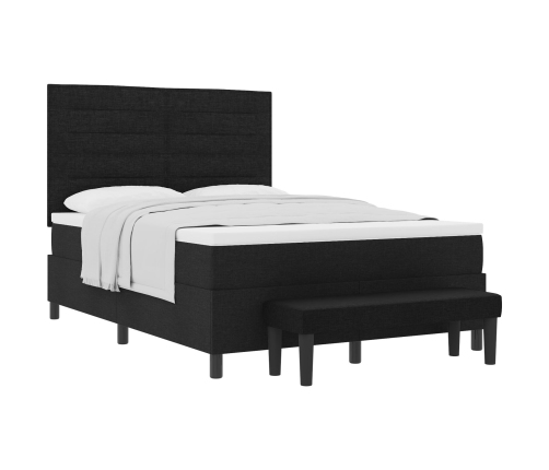 Cama con Somier con Colchón & Banco Negro 140x200 cm Tela